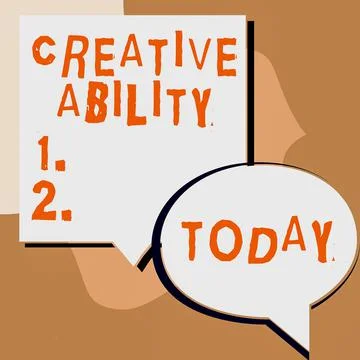 Hand writing sign Creative Ability. Internet Concept process of generating new Stock Illustration