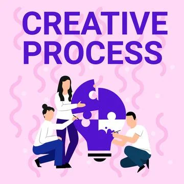 Hand writing sign Creative Process. Internet Concept act of making new Stock Illustration