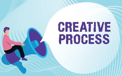 Hand writing sign Creative Process. Concept meaning act of making new Stock Illustration