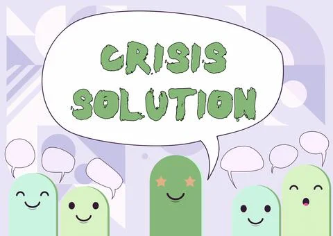 Hand writing sign Crisis Solution. Business idea process by which an Stock Illustration