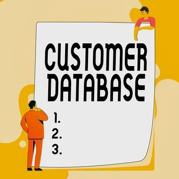 Hand writing sign Customer Database. Business idea uptodate on customer Stock Illustration
