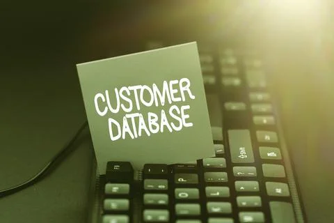 Hand writing sign Customer Database. Business idea uptodate on customer Stock Photos
