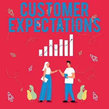 Hand writing sign Customer Expectations. Word for Benefits a Client Expect Stock Illustration