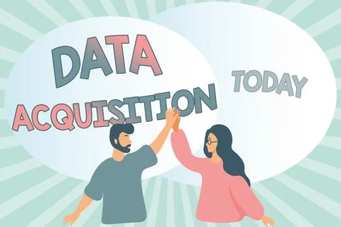 Hand writing sign Data Acquisition. Internet Concept way to obtain statistics Illustrazione stock