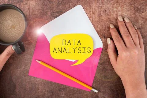 Hand writing sign Data Analysis. Business concept Translate numbers to Stock Photos