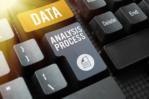 Hand writing sign Data Analysis Process. Business idea build a dashboard and Stock Photos
