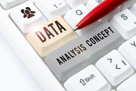 Hand writing sign Data Analysis Concept. Business idea evaluating data using Stock Photos