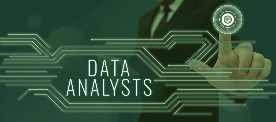 Hand writing sign Data Analysts. Business idea Programmer Design and Create Stock Photos