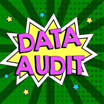 Hand writing sign Data Audit. Word Written on auditing of data to assess its Illustrazione stock