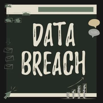 Hand writing sign Data Breach. Internet Concept unauthorized release of Stockillustratie
