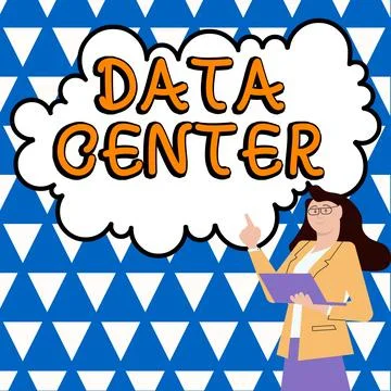 Hand writing sign Data Center. Business approach a repository that houses 스톡 일러스트