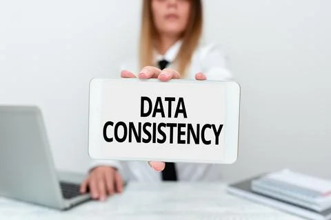 Hand writing sign Data Consistency. Business concept data values are the same Stock Photos