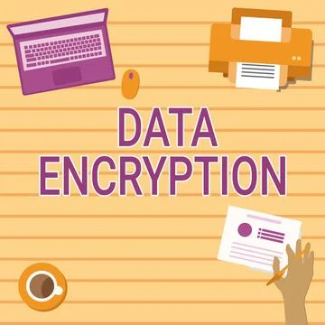 Hand writing sign Data Encryption. Business showcase Symmetrickey algorithm for 스톡 일러스트