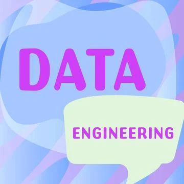 Hand writing sign Data Engineering. Word Written on data science that focuses on 스톡 일러스트