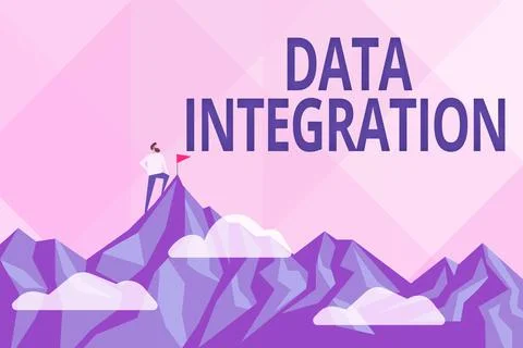 Hand writing sign Data Integration. Business idea involves combining data 스톡 일러스트
