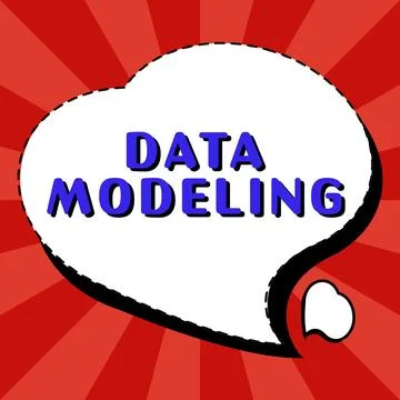 Hand writing sign Data Modeling. Word Written on process of transferring data Stock Illustration