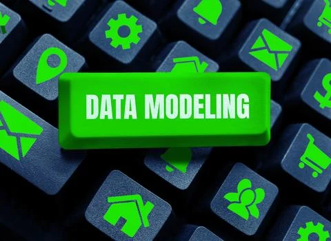 Hand writing sign Data Modeling. Business idea process of transferring data Foto stock