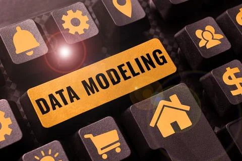 Hand writing sign Data Modeling. Business showcase process of transferring data 스톡 사진