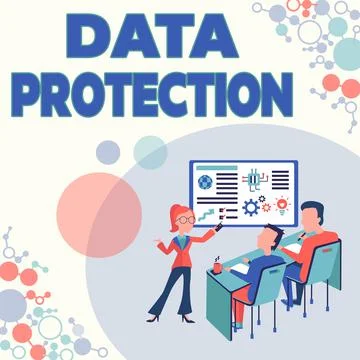 Hand writing sign Data Protection. Conceptual photo legal control over access Illustrazione stock