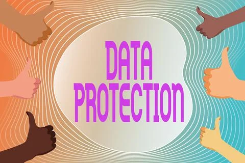 Hand writing sign Data Protection. Word for Protect IP addresses and personal Stock Illustration