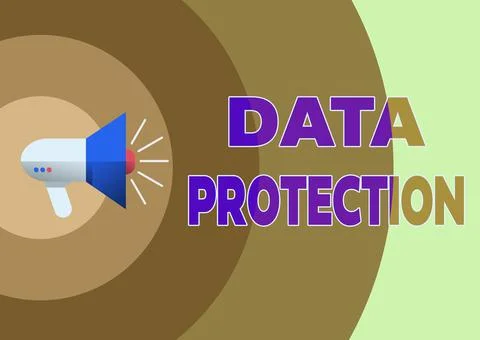 Hand writing sign Data Protection. Word Written on safeguarding information away Stock Illustration