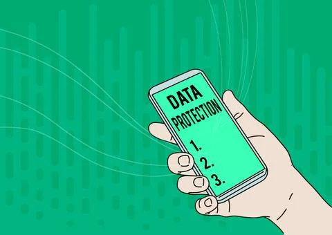 Hand writing sign Data Protection. Business approach safeguarding information Stock Illustration