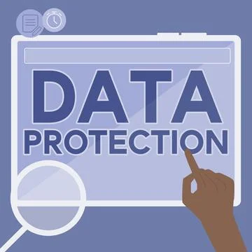 Hand writing sign Data Protection, Business overview legal control over acces 스톡 일러스트