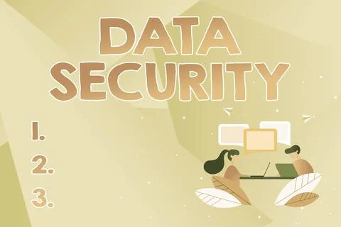 Hand writing sign Data Security. Business approach Confidentiality Disk イラスト素材