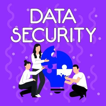 Hand writing sign Data Security. Business overview the process of protecting Stock Illustration