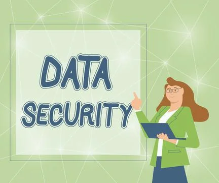 Hand writing sign Data Security. Business approach the process of protecting 库存插图
