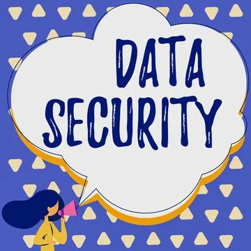 Hand writing sign Data Security. Business approach Confidentiality Disk Stock Illustration