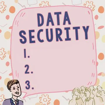 Hand writing sign Data Security. Internet Concept Confidentiality Disk イラスト素材
