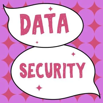 Hand writing sign Data Security. Word Written on Confidentiality Disk Encryption Stock Illustration
