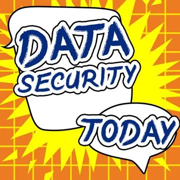 Hand writing sign Data Security. Business approach Confidentiality Disk Stock Illustration