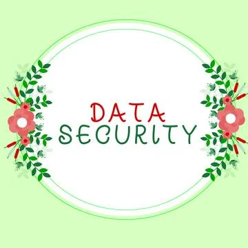 Hand writing sign Data Security. Word Written on Confidentiality Disk Encryption Stock Illustration
