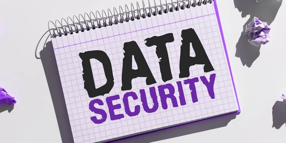 Hand writing sign Data Security. Word Written on Confidentiality Disk Encryption Stock Photos