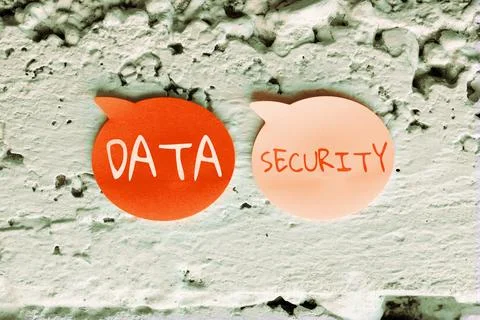 Hand writing sign Data Security. Word for Confidentiality Disk Encryption Stock Photos