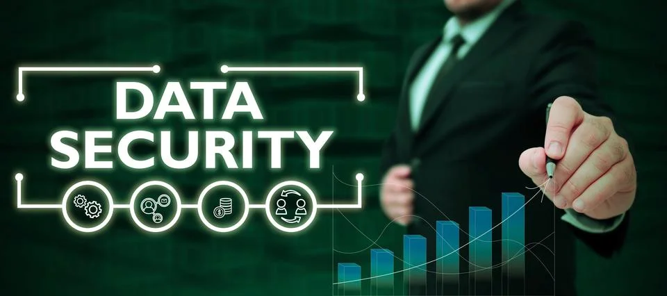 Hand writing sign Data Security. Business concept Confidentiality Disk Stock Photos
