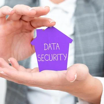 Hand writing sign Data Security. Business idea Confidentiality Disk Encryption Stock Photos