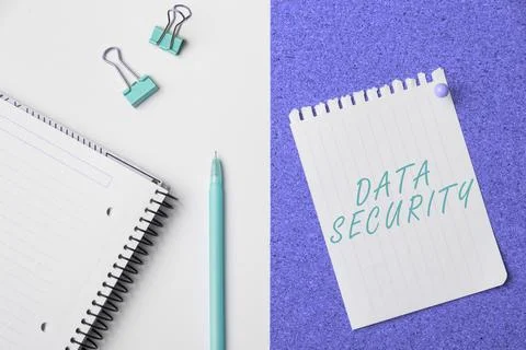 Hand writing sign Data Security. Concept meaning Confidentiality Disk Encryption Stock Photos