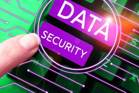 Hand writing sign Data Security. Business overview Confidentiality Disk Stock Photos