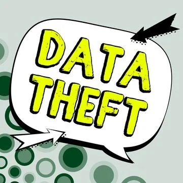 Hand writing sign Data Theft. Business idea illegal transfer of any information Stockillustratie