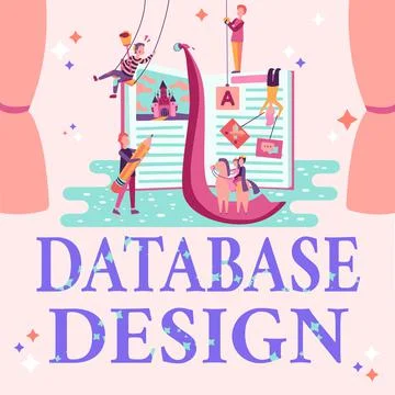 Hand writing sign Database Design. Internet Concept organisation of data Stock Illustration