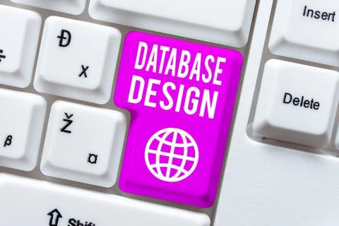 Hand writing sign Database Design. Business showcase organisation of data Stock Photos