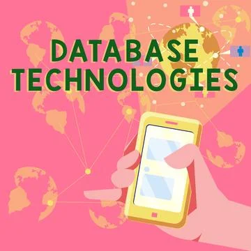 Hand writing sign Database Technologies. Business overview uses a database Stock Illustration