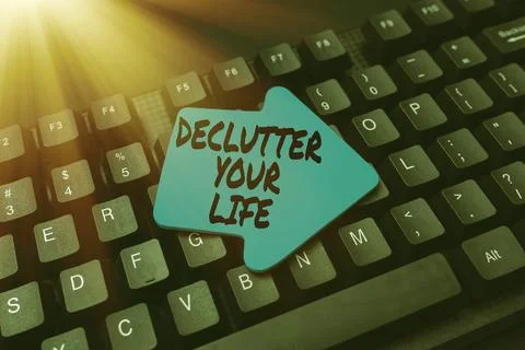 Hand writing sign Declutter Your Life. Business concept To eliminate extraneous Foto stock