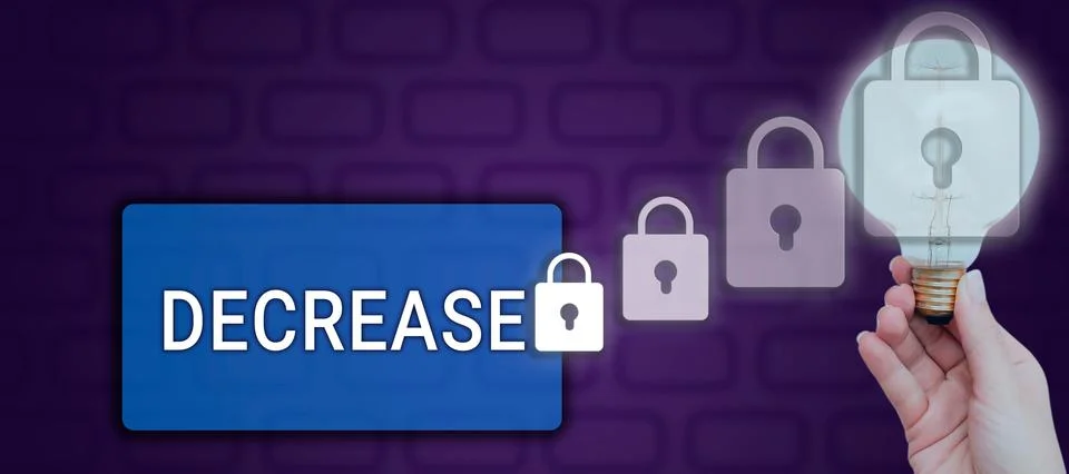 Hand writing sign Decrease. Business approach make or become smaller or fewer in 写真素材