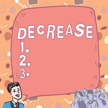Hand writing sign Decrease. Internet Concept make or become smaller or fewer in 스톡 일러스트