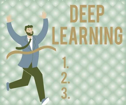 Hand writing sign Deep Learning. Business approach Hierarchical Abstractions Stock Illustration