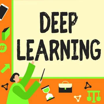 Hand writing sign Deep Learning. Business concept Hierarchical Abstractions 스톡 일러스트